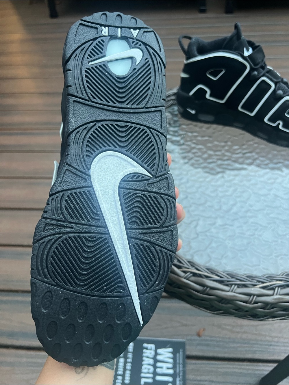 Nike Men Black and White AIR Uptempo Sneakers - Picture 5 of 6